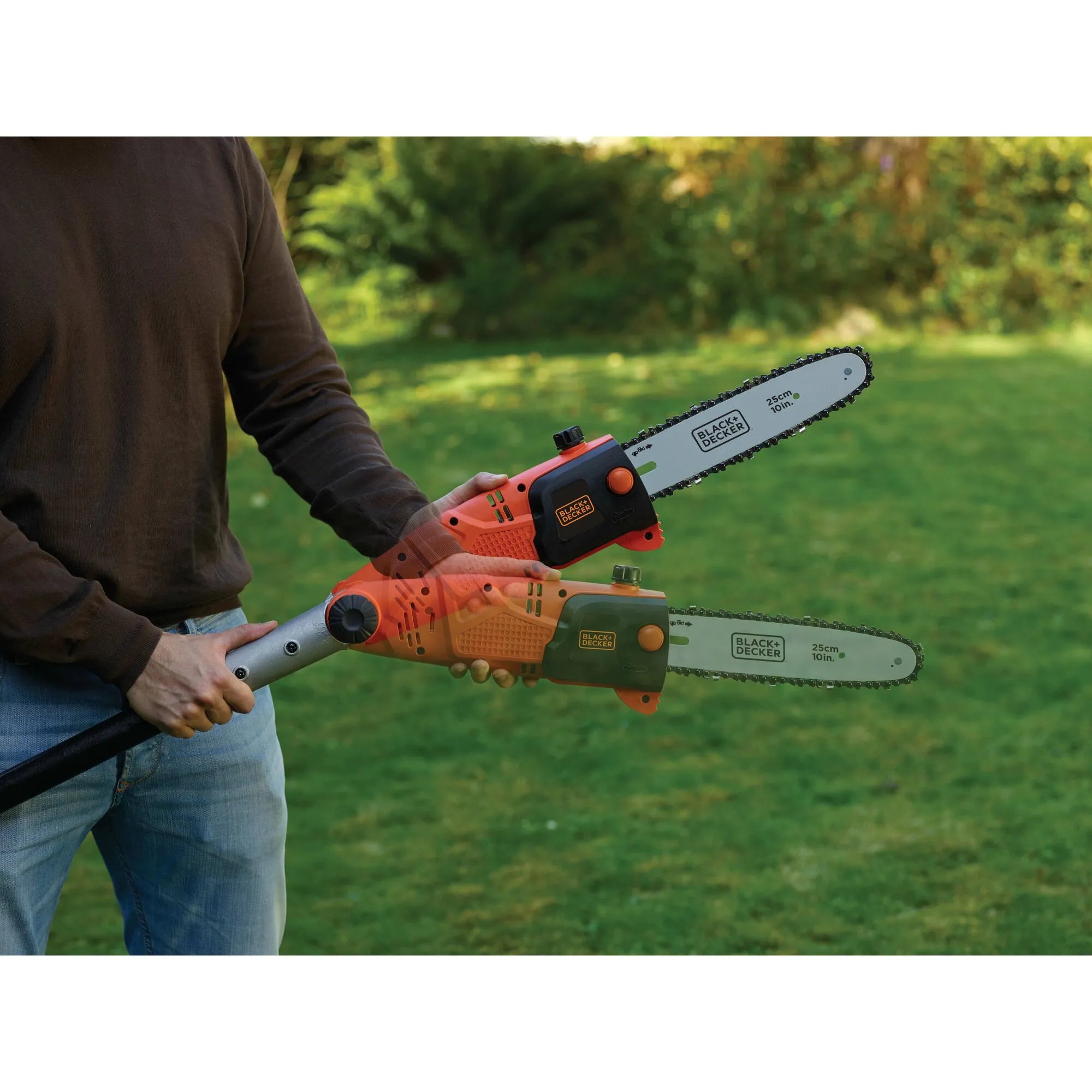 Black and Decker Pole Chainsaw 800W 25cm 230V, Orange/Black