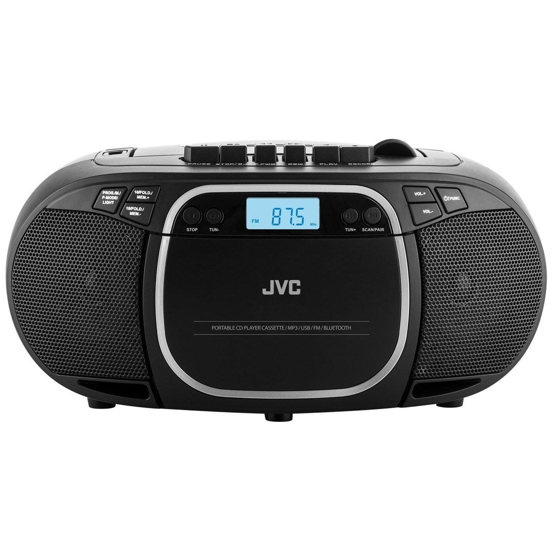 JVC RC-E451B Portable CD and Cassette Player with FM Radio and Bluetooth