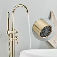 Golden Bathroom Bathtub Faucet Modern Bathtub Faucet With Hand Shower Hot and Cold Faucet Floor Mounted Tub