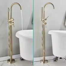 Golden Bathroom Bathtub Faucet Modern Bathtub Faucet With Hand Shower Hot and Cold Faucet Floor Mounted Tub