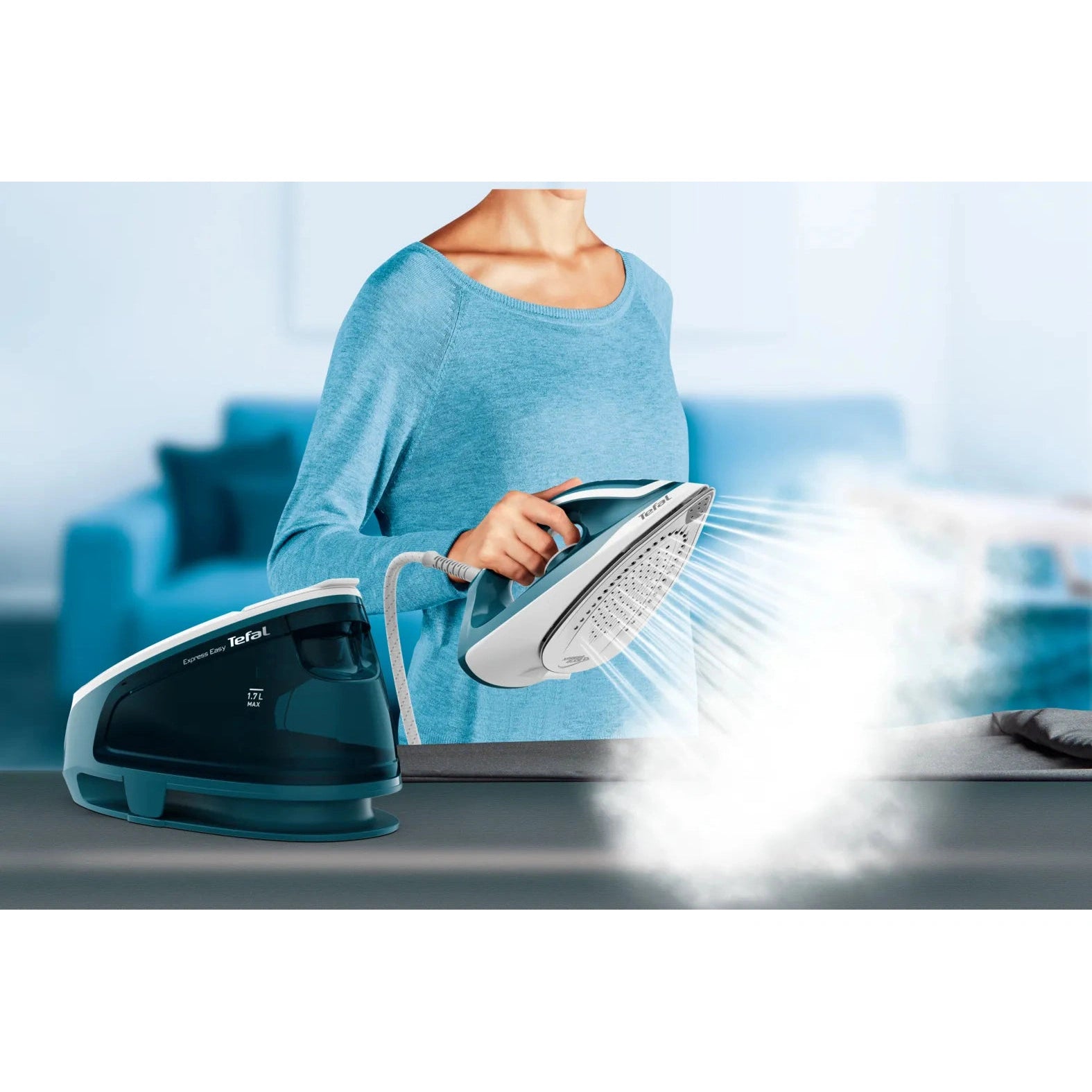 Tefal Express Easy SV6131E0 Steam Generator Iron 2200W, Blue/White