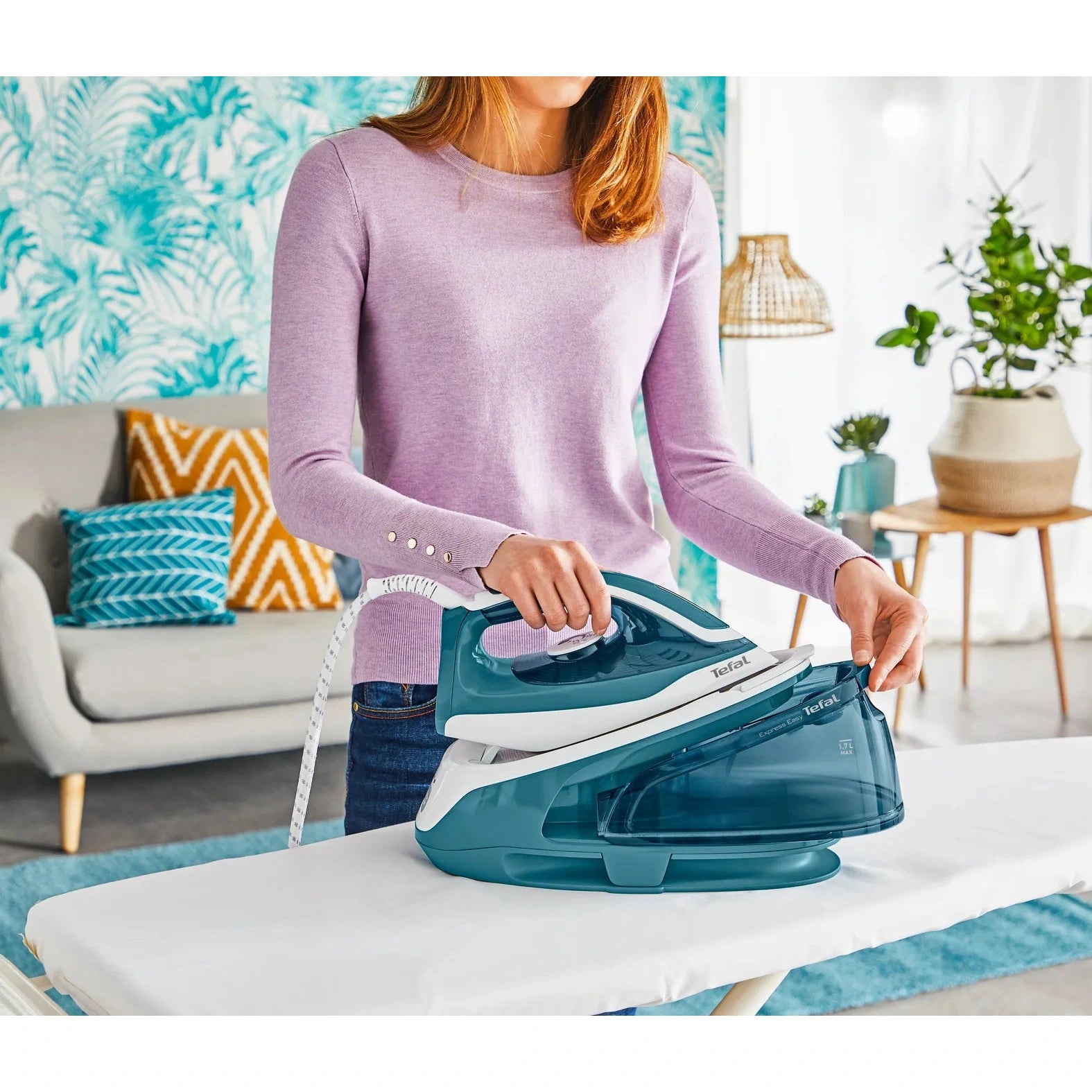 Tefal Express Easy SV6131E0 Steam Generator Iron 2200W, Blue/White