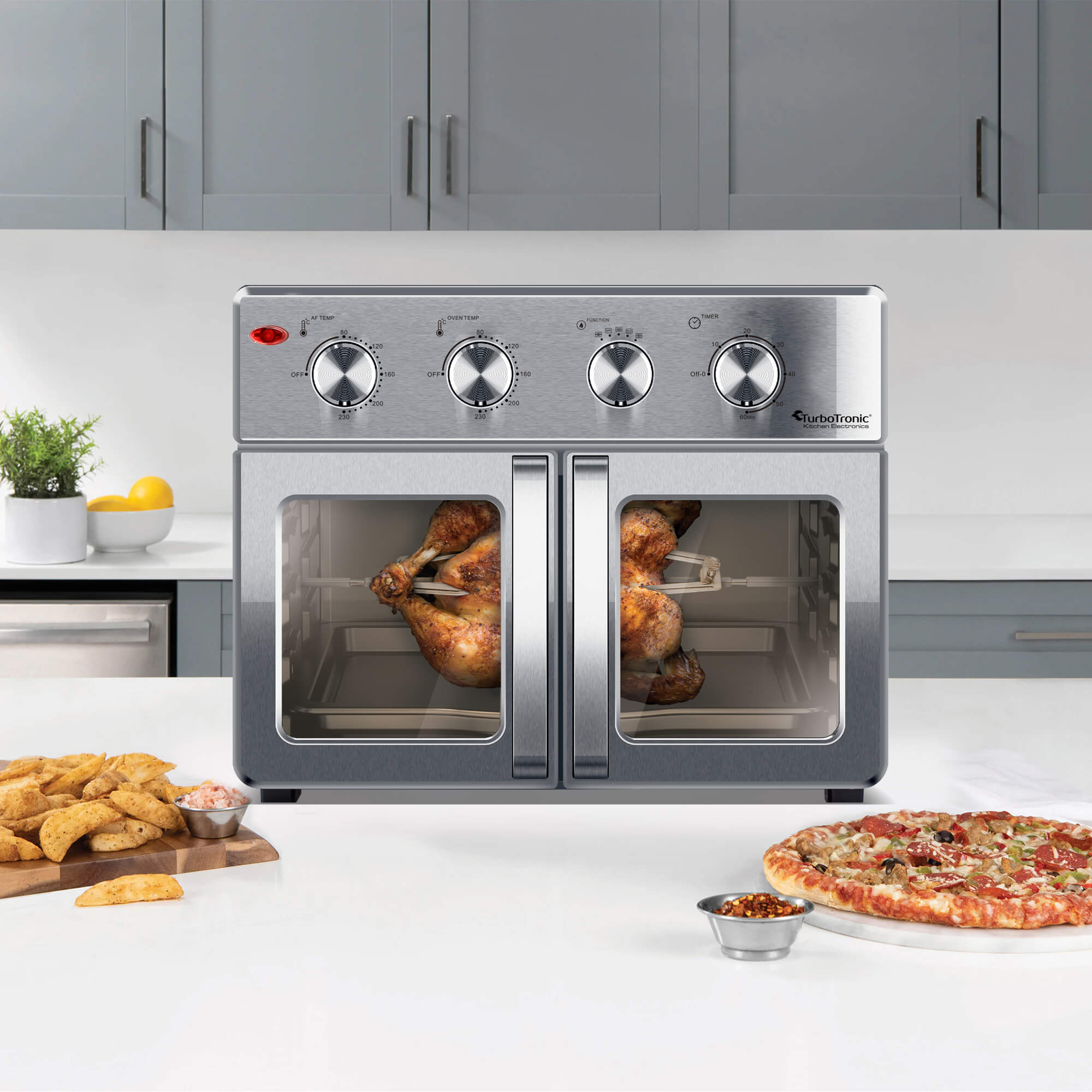TurboTronic TT-AF32MFD Airfryer XXL / Oven 32L, Silver