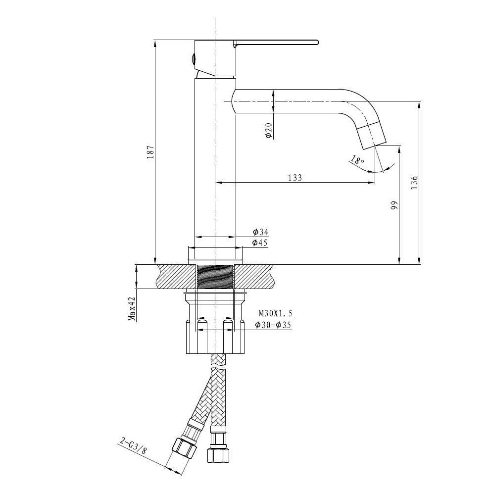 Bathlife Tillra Washbasin Mixer, Brass