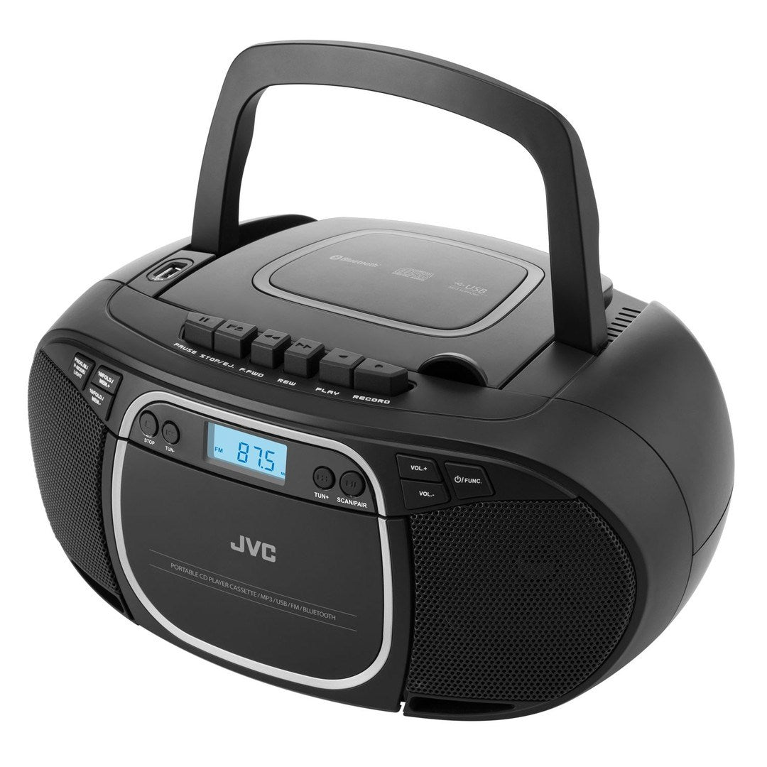 JVC RC-E451B Portable CD and Cassette Player with FM Radio and Bluetooth