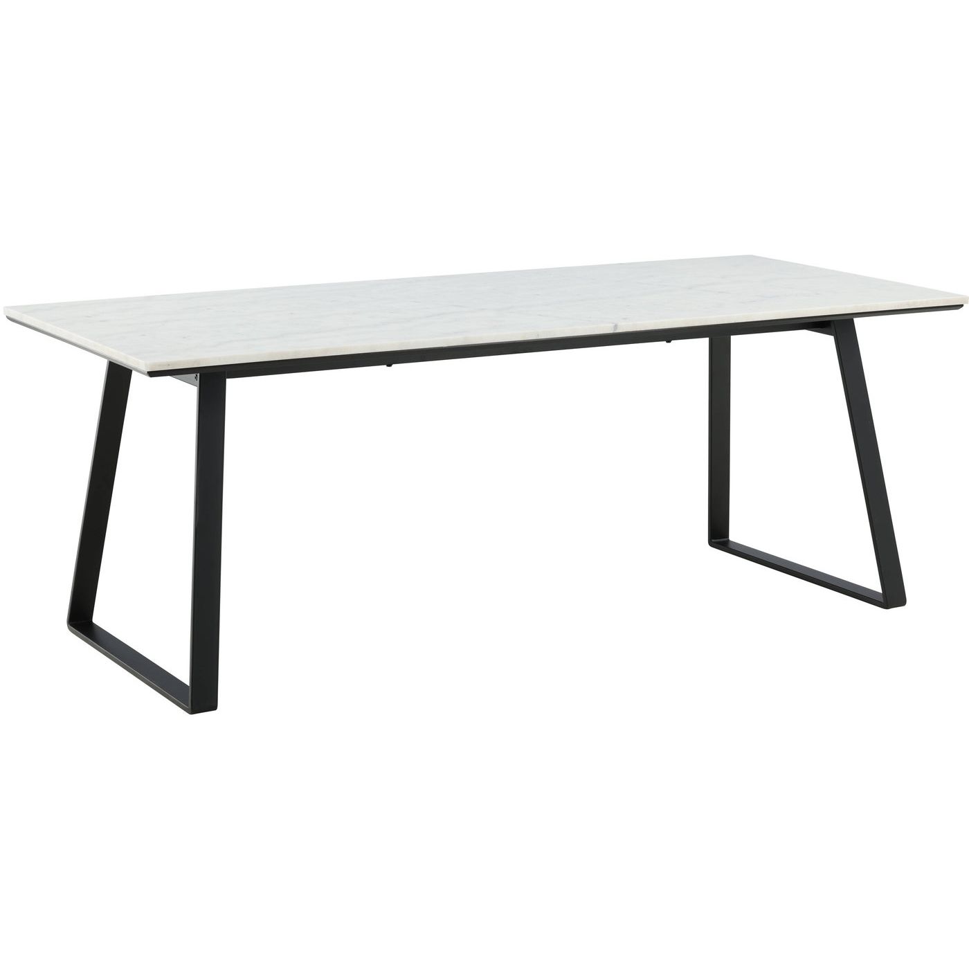 Estelle Dining Table 200x90cm, White Marble / Black Legs