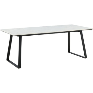 Estelle Dining Table 200x90cm, White Marble / Black Legs