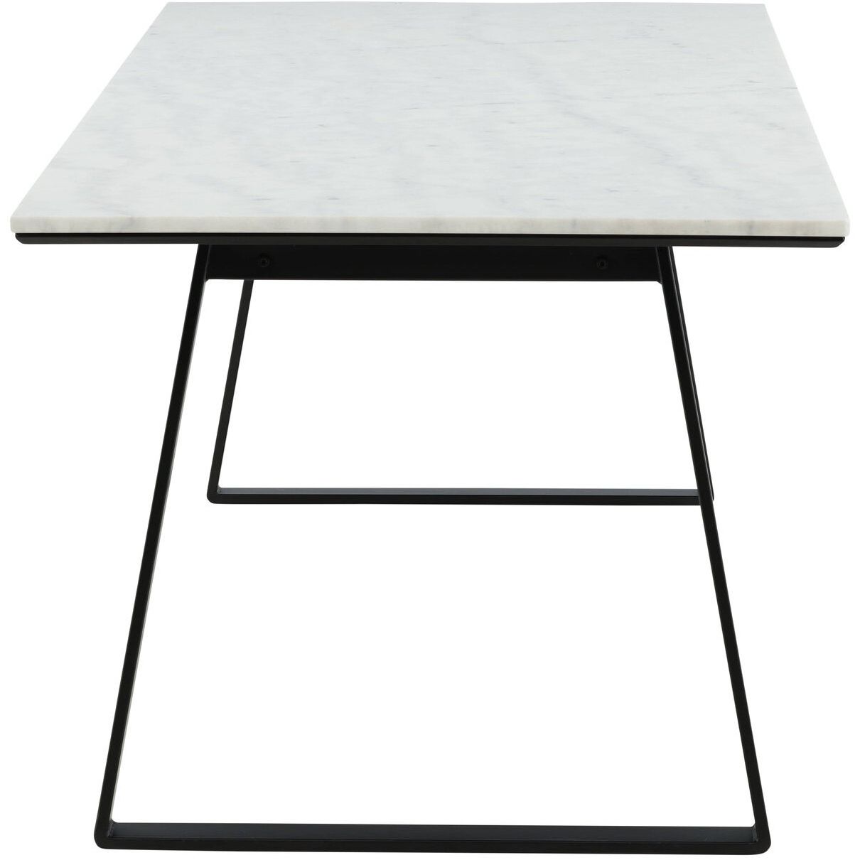 Estelle Dining Table 200x90cm, White Marble / Black Legs