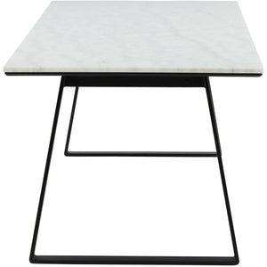 Estelle Dining Table 200x90cm, White Marble / Black Legs