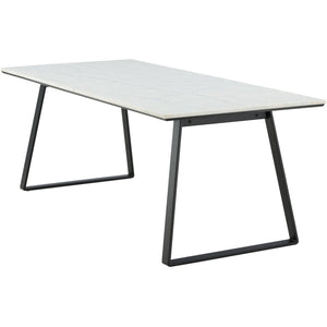 Estelle Dining Table 200x90cm, White Marble / Black Legs