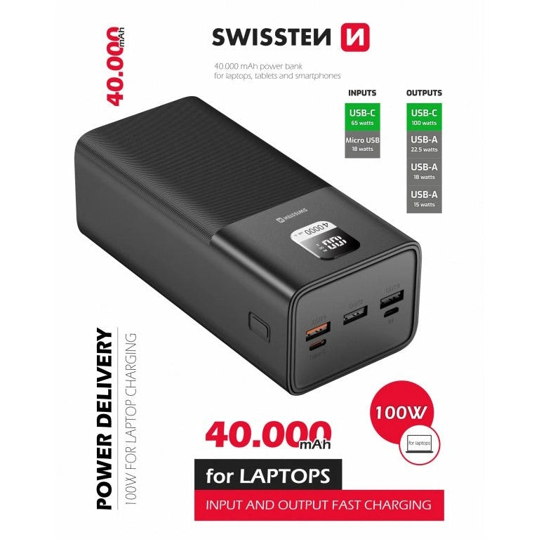 Swissten Power Line Power Bank 40,000 mAh 100 W Power Delivery