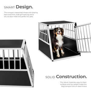 Dog Crate - aluminium, angled back wall, lockable, 66 x 90 x 69.5 cm