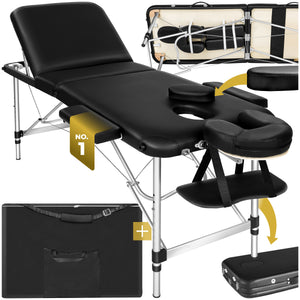 Massage Table - 3-zone bed with aluminium frame, 5cm pad, folding, adjustable