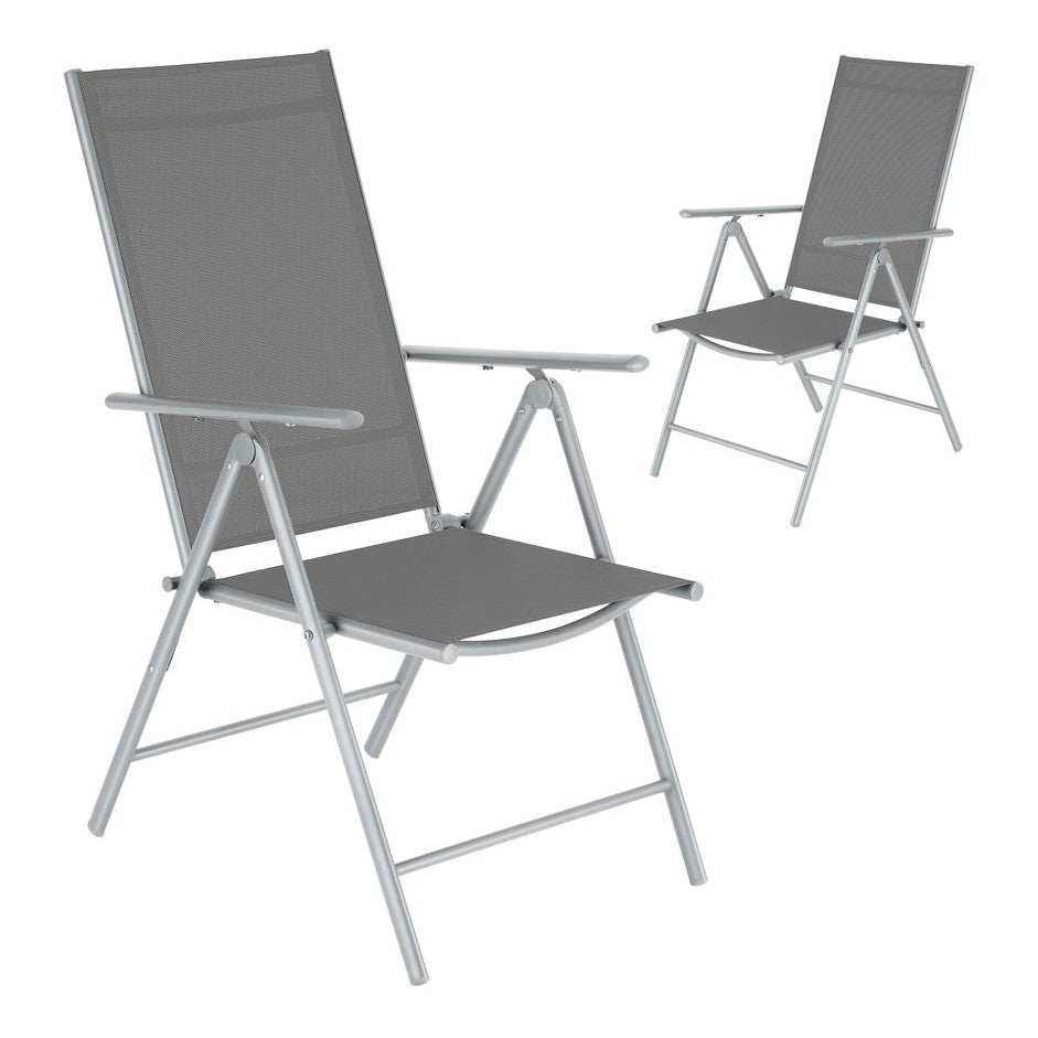 Tectake Marcellino Foldable Garden Chair, Silver 2-pack
