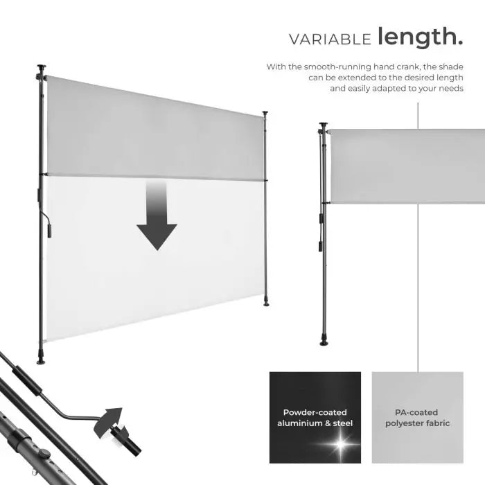 Tectake Retractable Awning Taija 200 x 310 cm, Light Grey