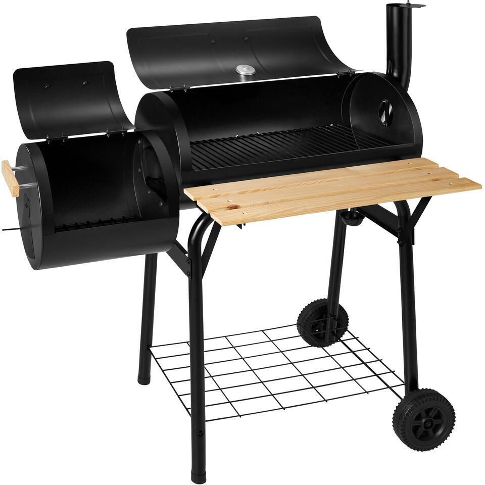 Tectake Charcoal BBQ Smoker Grill With Temperature Display, Black