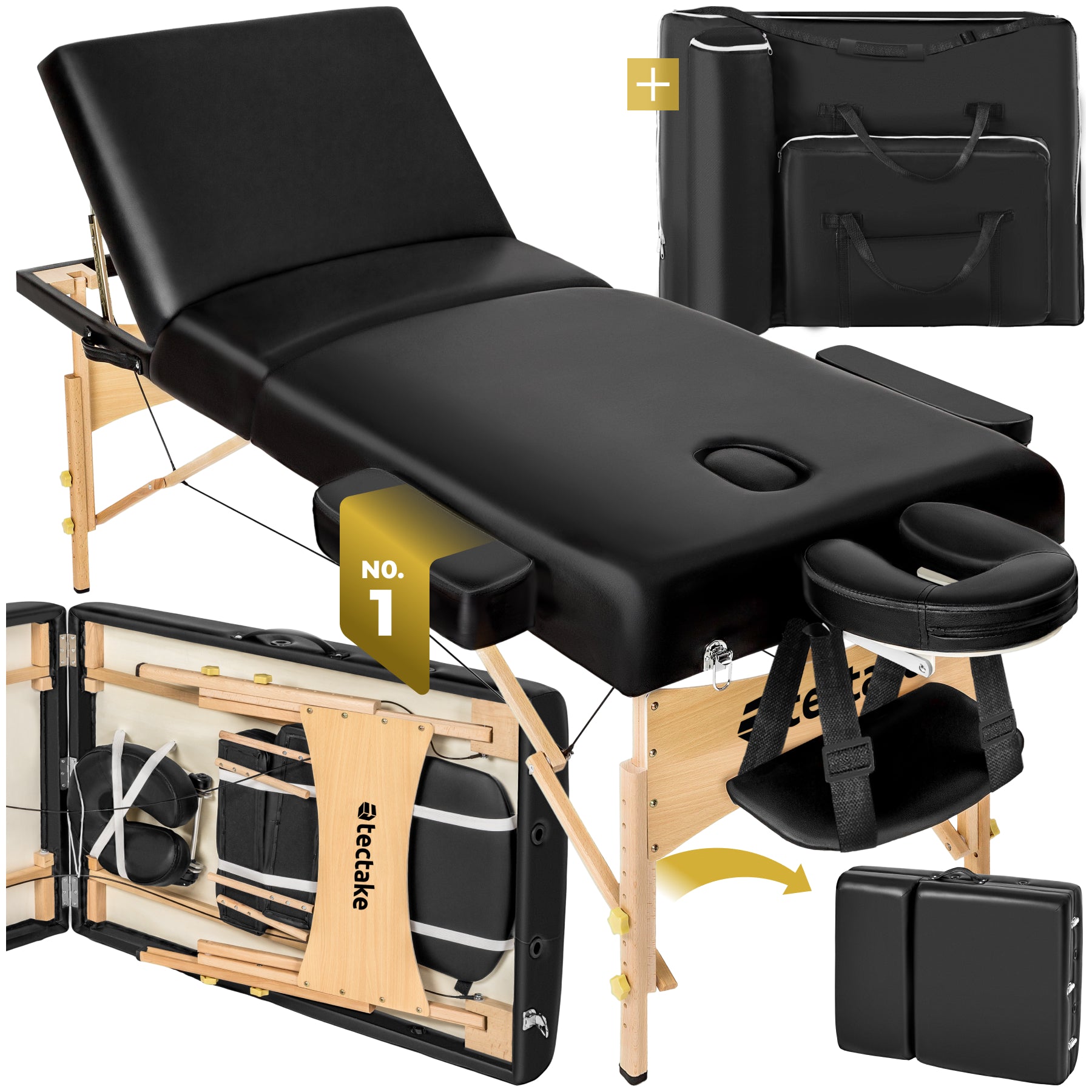 Massage Table 3 Zones Massage Table Massage Bed Cosmetic With Lounger Bag Head- And Armrests