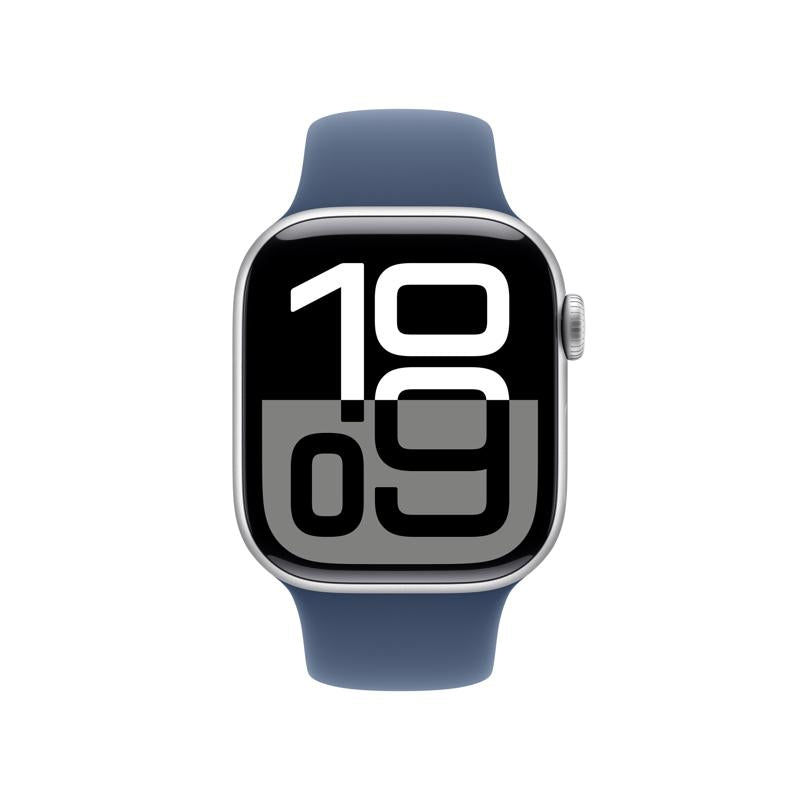 Apple Watch Series 10 GPS, 42mm S/M, Silver with Blue Sport Band