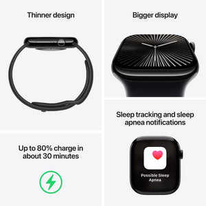 Apple Watch Series 10 GPS, 42mm S/M, Silver with Blue Sport Band