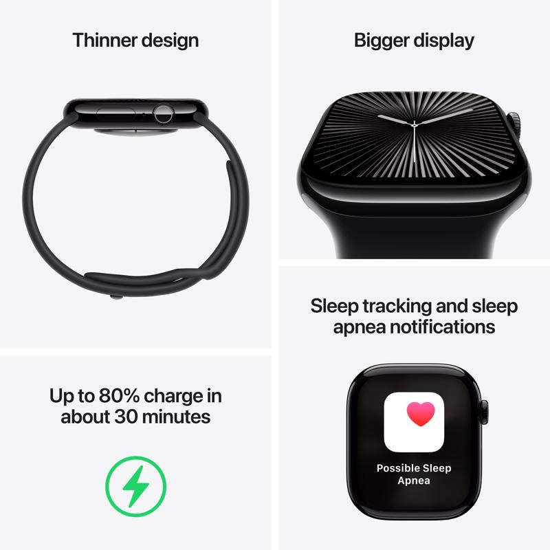 Apple Watch Series 10 GPS, 42mm S/M, Silver with Blue Sport Band