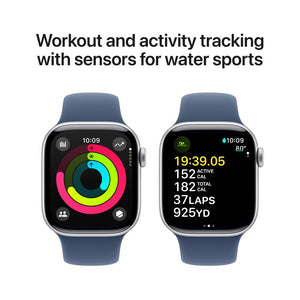 Apple Watch Series 10 GPS, 42mm S/M, Silver with Blue Sport Band