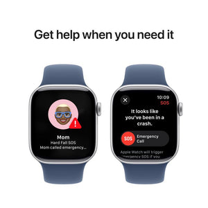 Apple Watch Series 10 GPS, 42mm S/M, Silver with Blue Sport Band