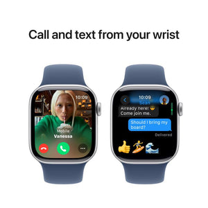 Apple Watch Series 10 GPS, 42mm S/M, Silver with Blue Sport Band