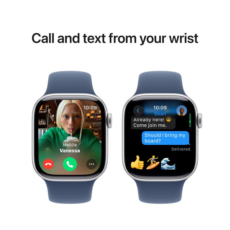 Apple Watch Series 10 GPS, 42mm S/M, Silver with Blue Sport Band