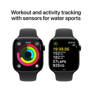 Apple Watch Series 10 46mm GPS Jet Black Aluminum Case with Black Sport Band M/L