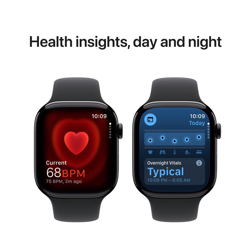 Apple Watch Series 10 46mm GPS Jet Black Aluminum Case with Black Sport Band M/L