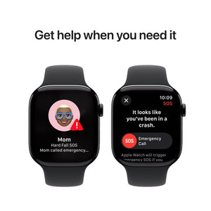 Apple Watch Series 10 46mm GPS Jet Black Aluminum Case with Black Sport Band M/L