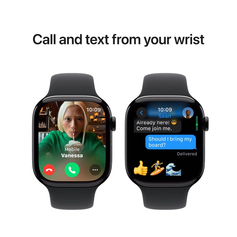 Apple Watch Series 10 46mm GPS Jet Black Aluminum Case with Black Sport Band M/L