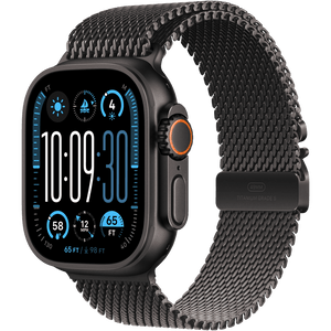 Apple Watch Ultra 2 49mm, Black Titanium with Black Milanese Loop