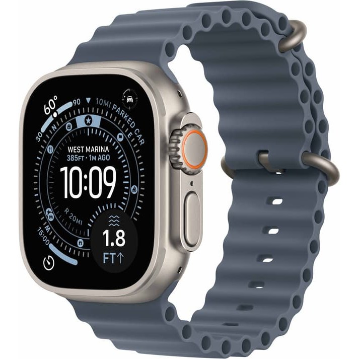 Apple Watch Ultra 3 49mm, Natural Titanium/Anchor, Blue Ocean Band