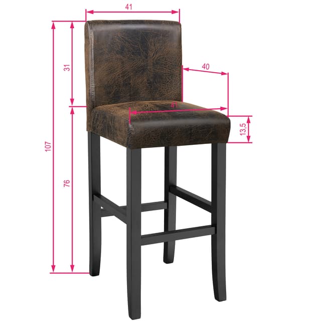 Bar Stool with Faux Leather, Brown