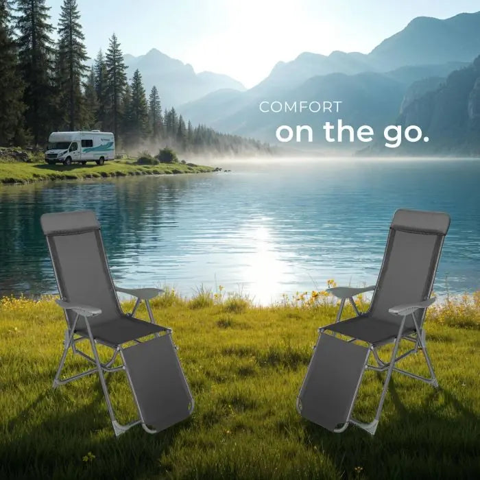 Tectake 2-Pack of Jana Aluminum Garden Chairs, Anthracite