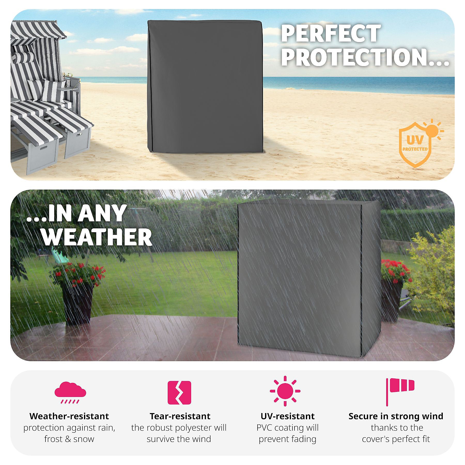 Waterproof Cover for Beach Basket 120 x 80 x 145 cm