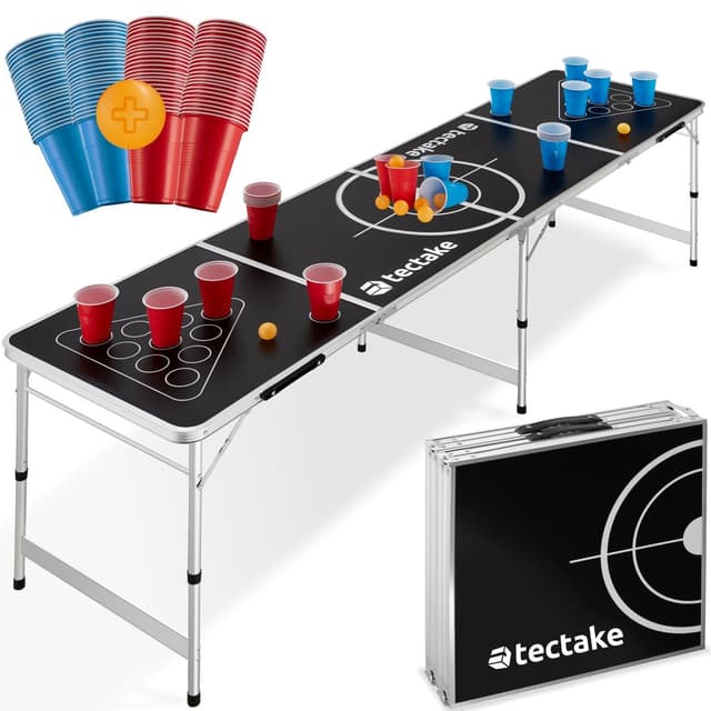 Beer Pong Table, Height-Adjustable and Foldable