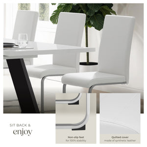 Dining Chairs - cantilevered, high backrest, flat steel frame