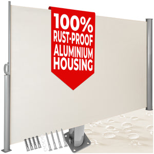 Garden Privacy Screen with retractable side awning and aluminium casing