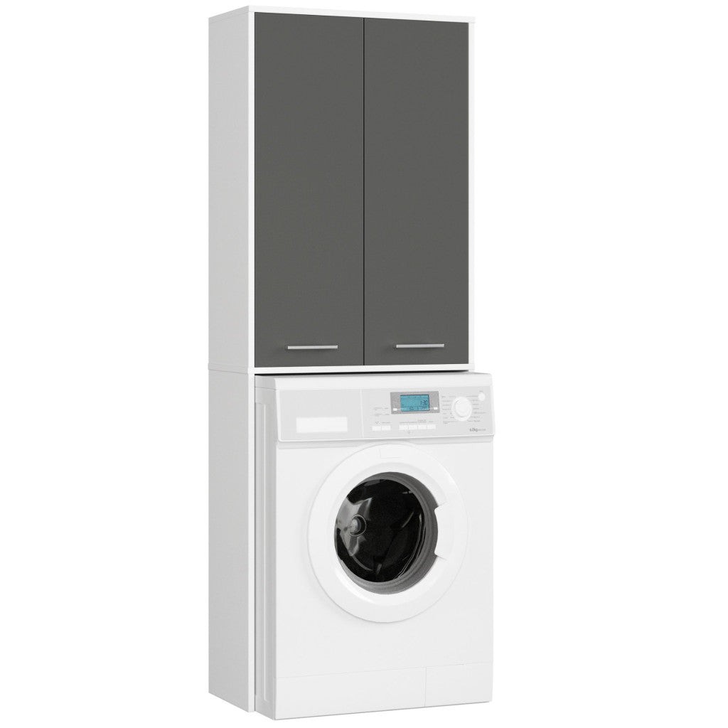 Akord Fin Over Washing Machine Cabinet, White/Graphite