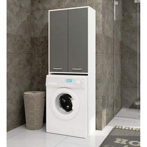 Akord Fin Over Washing Machine Cabinet, White/Graphite