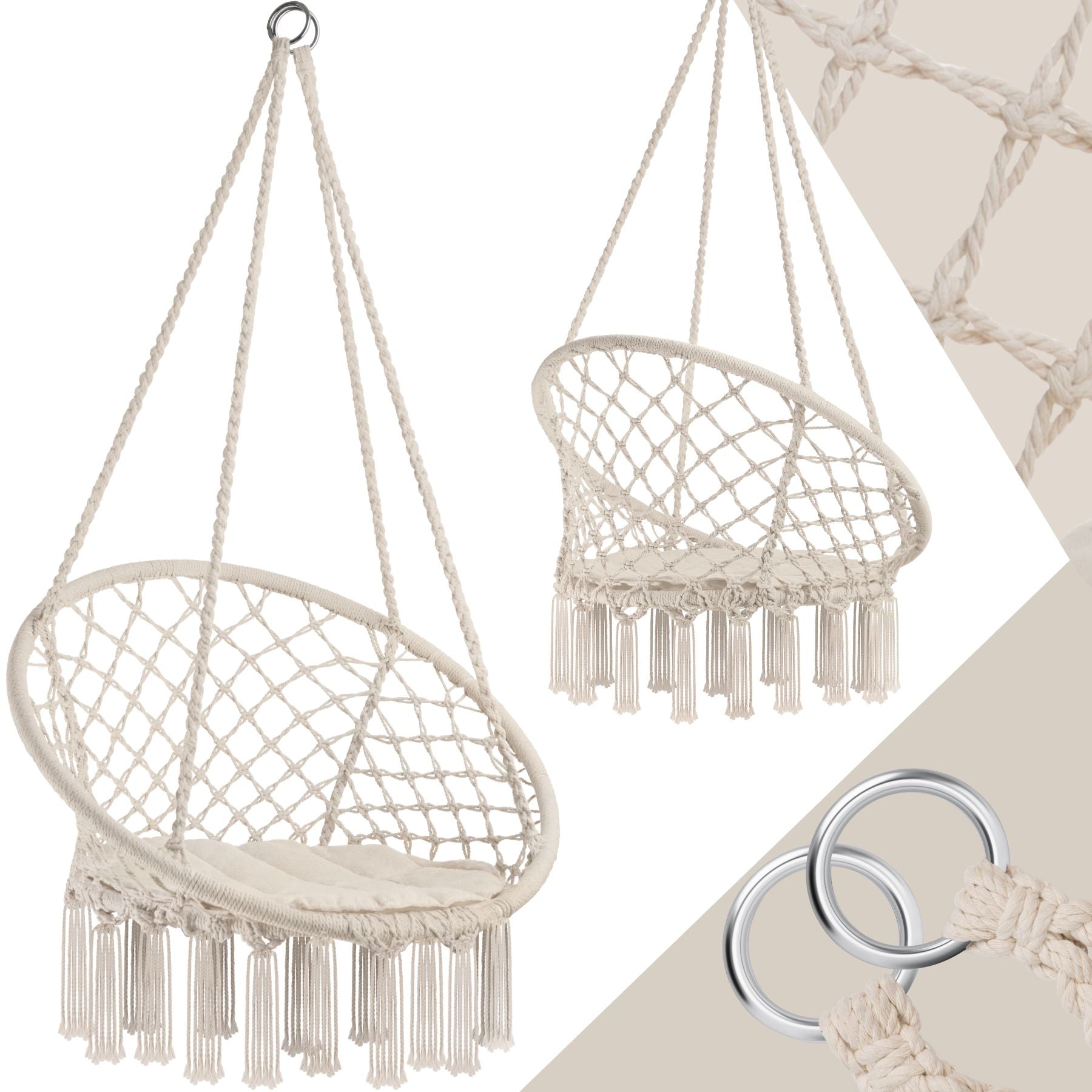 Swing Chair Jane - with cushion, stable, durable, for hanging indoor and outdoor