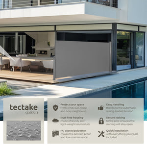 Garden Privacy Screen with retractable side awning and aluminium casing