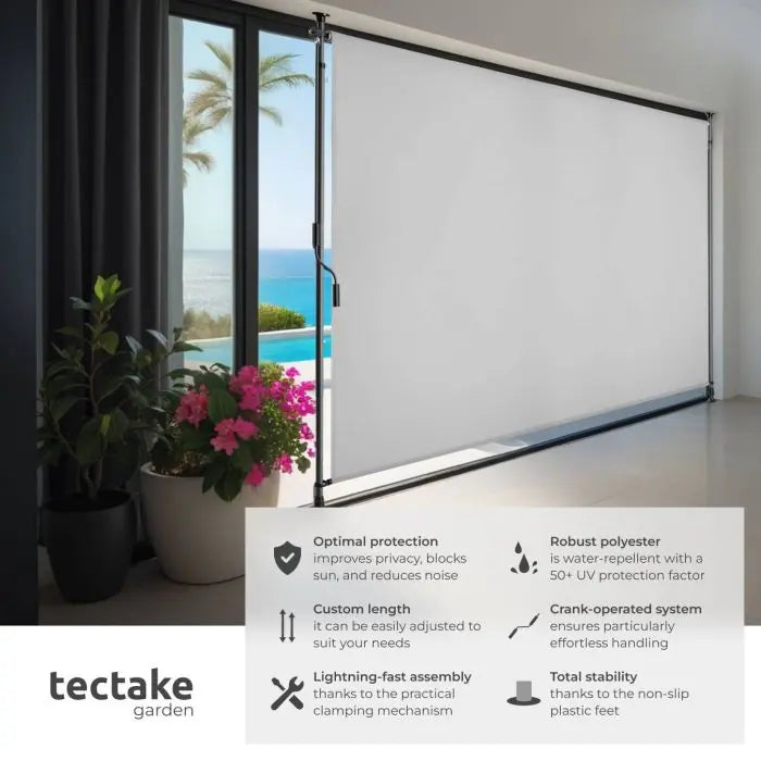 Tectake Retractable Awning Taija 200 x 310 cm, Light Grey