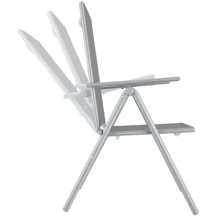 Tectake Marcellino Foldable Garden Chair, Silver 2-pack