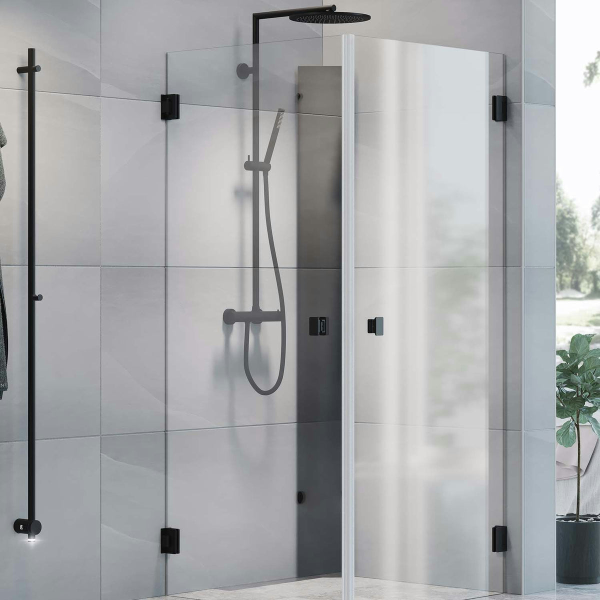 Macro Design Hide Corner Shower Shelf, Black
