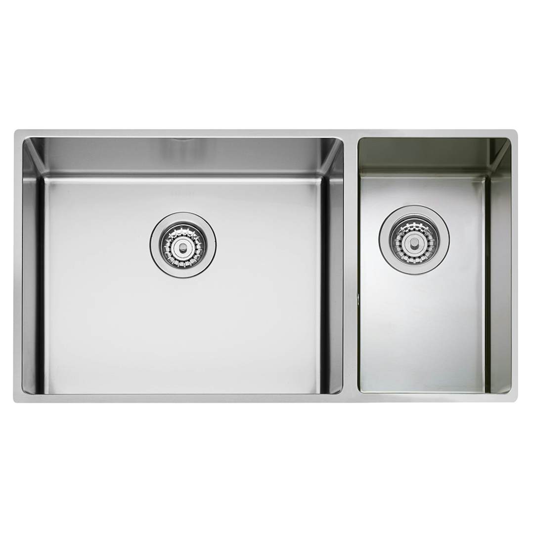 Decosteel XV 5023 Double Kitchen Sink, Large Bowl Left, Steel