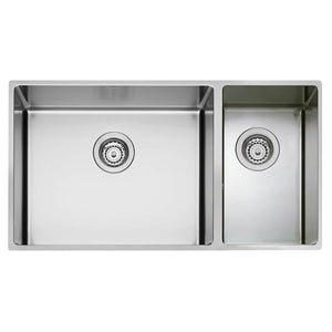 Decosteel XV 5023 Double Kitchen Sink, Large Bowl Left, Steel