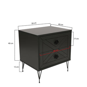 Kalune Design Luna Bedside Table, Black